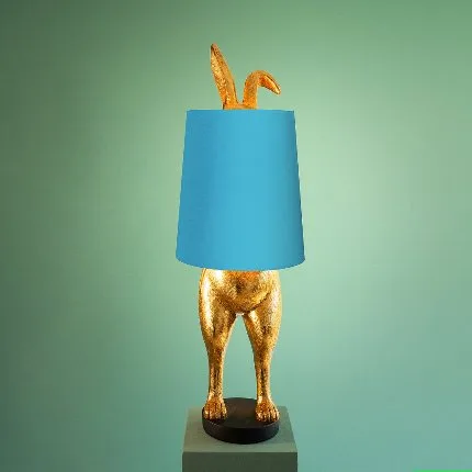 Lampe décorative en forme de lapin avec abat-jour cyan