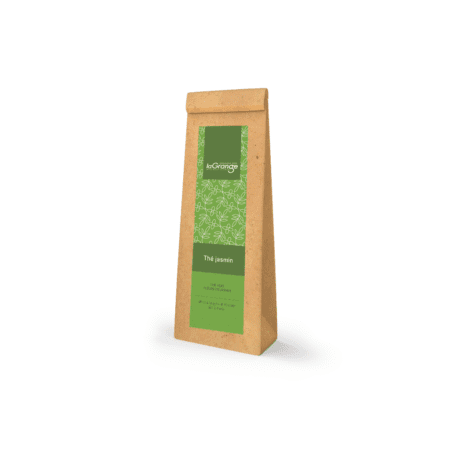 Sachet de 100g de thé vert au jasmin, thé floral délicat, parfait pour infusion relaxante