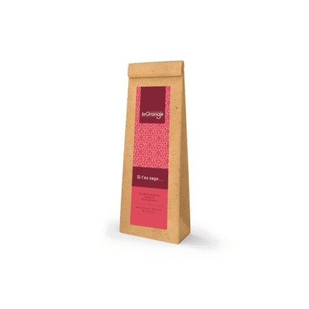 Sachet de 100g d'infusion « SI t'ES SAGE… » de la Maison Lagrange, mélange de bonbons, hibiscus et fruits rouges