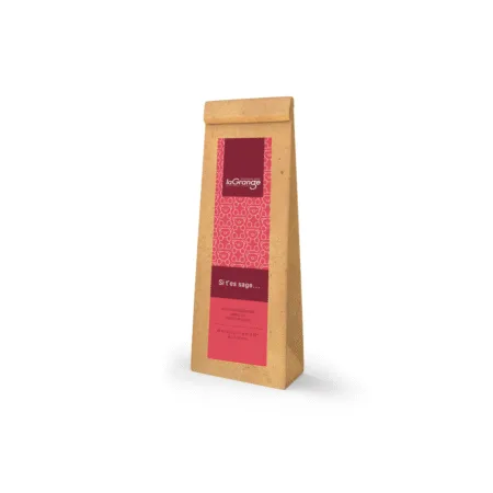 Sachet de 100g d'infusion « SI t'ES SAGE… » de la Maison Lagrange, mélange de bonbons, hibiscus et fruits rouges