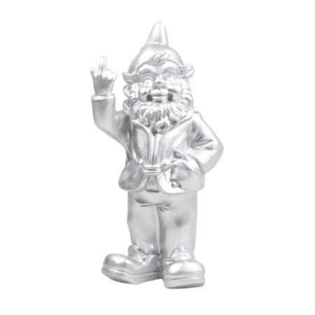 Nain Fuck Argenté – Statue humoristique en résine