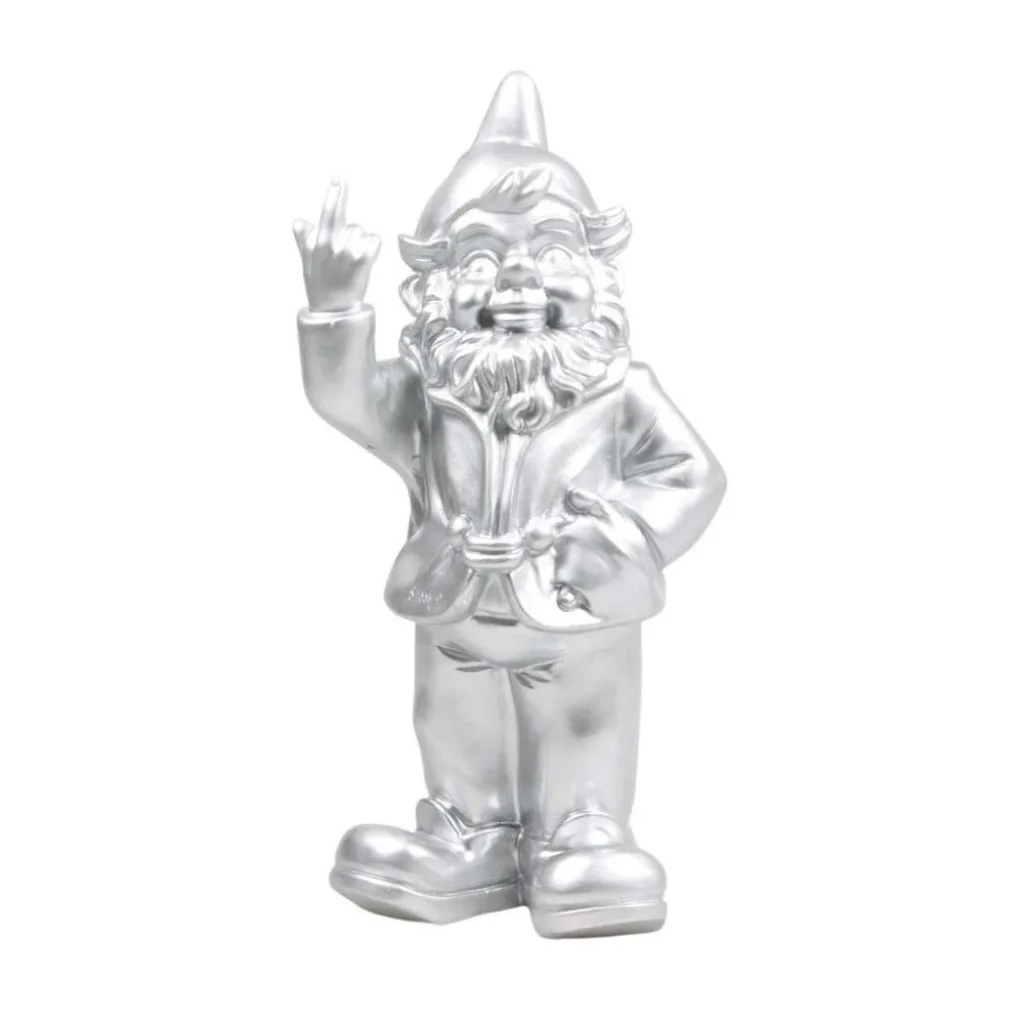 Nain Fuck Argenté – Statue humoristique en résine