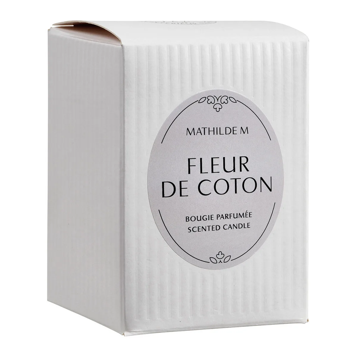 Bougie parfumée 145g au parfum fleur de coton dans un contenant raffiné