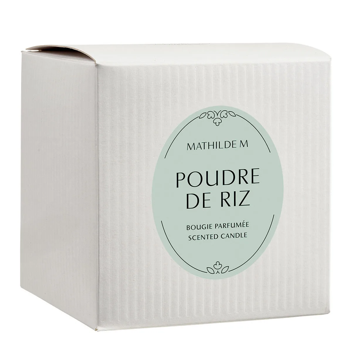 Bougie parfum poudre de riz 400g dans un contenant sobre et chic