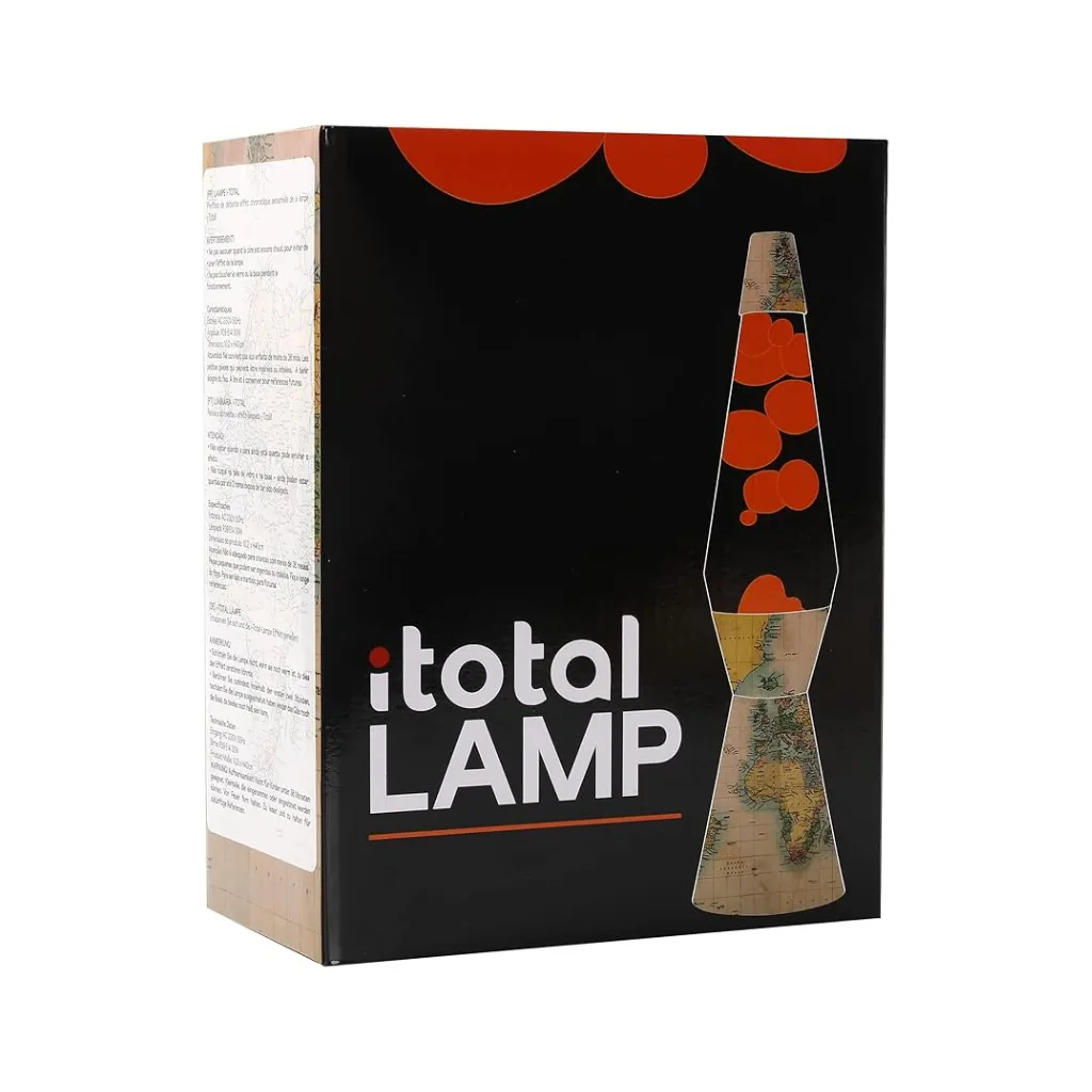 Lampe à lave au style vintage, cire orange et liquide transparent