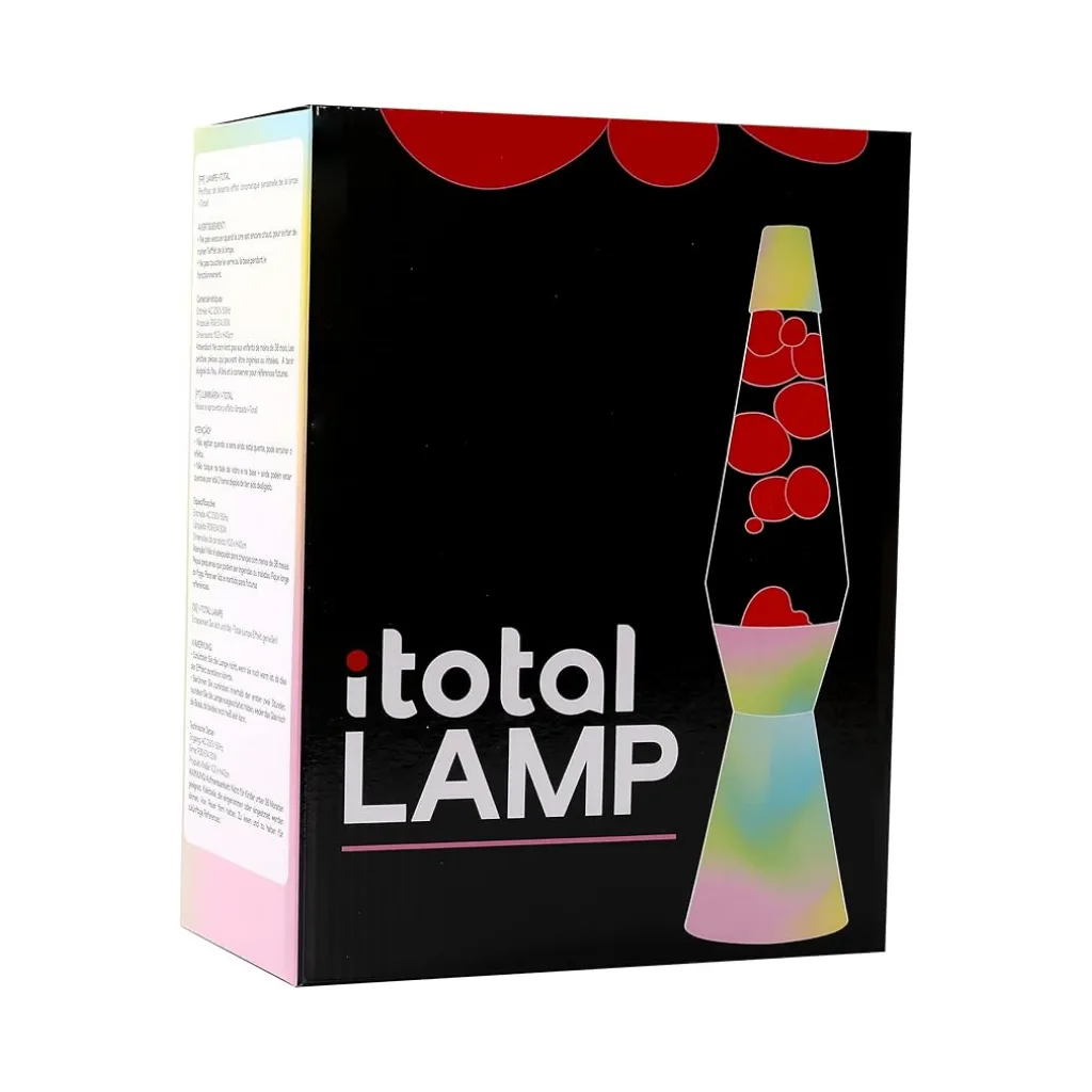 Lampe à lave Rainbow Dream avec base pastel, cire rose et liquide transparent