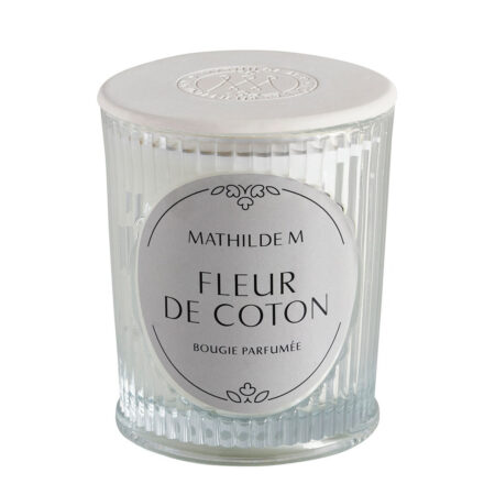 Bougie parfumée 145g senteur fleur de coton dans un contenant raffiné