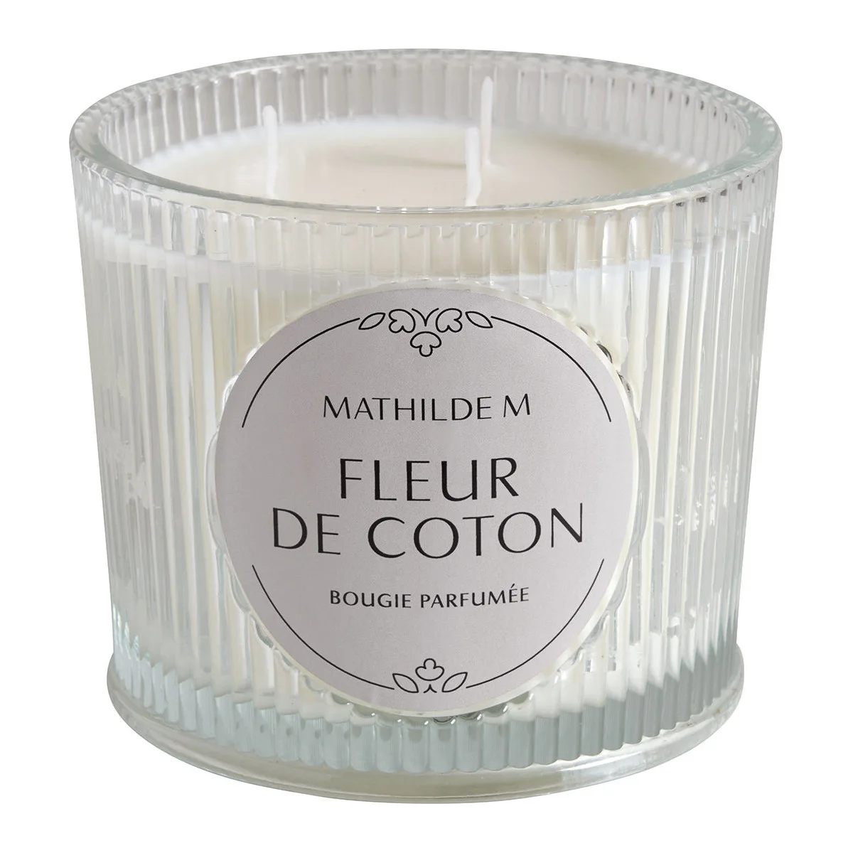Bougie parfumée 400g senteur fleur de coton dans un contenant élégant