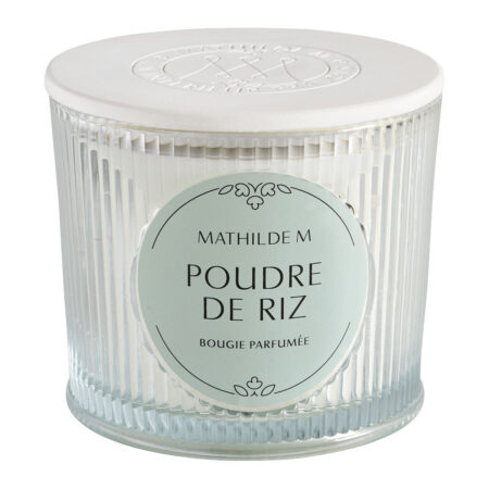 Bougie 400g avec parfum poudré de poudre de riz, cire blanche