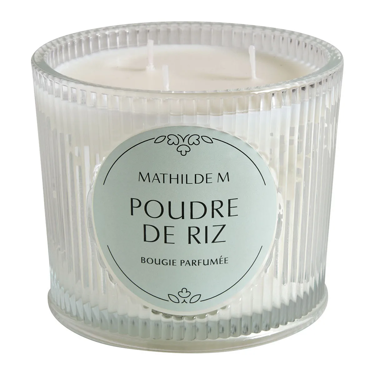 Bougie parfumée 400g parfum poudre de riz dans un contenant élégant