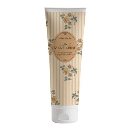 Flacon 250ml de gel douche Mathilde M parfum Fleur de Mandarine, élégant et raffiné, pour une douche fraîche et délicatement parfumée