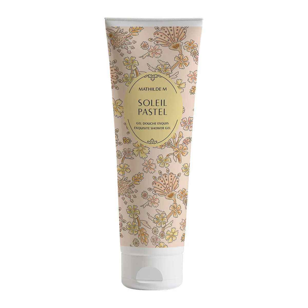 Gel douche 250ml Mathilde M – Senteur Soleil Pastel, flacon raffiné pour une mousse onctueuse et un parfum solaire délicat