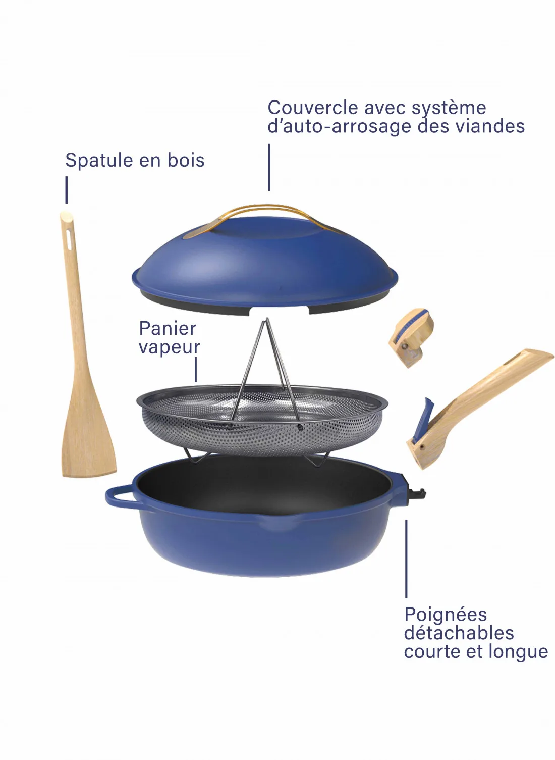 Fabuleuse Poêle de Cookut bleu saphir – 8-en-1, 24 & 28 cm – Image 2