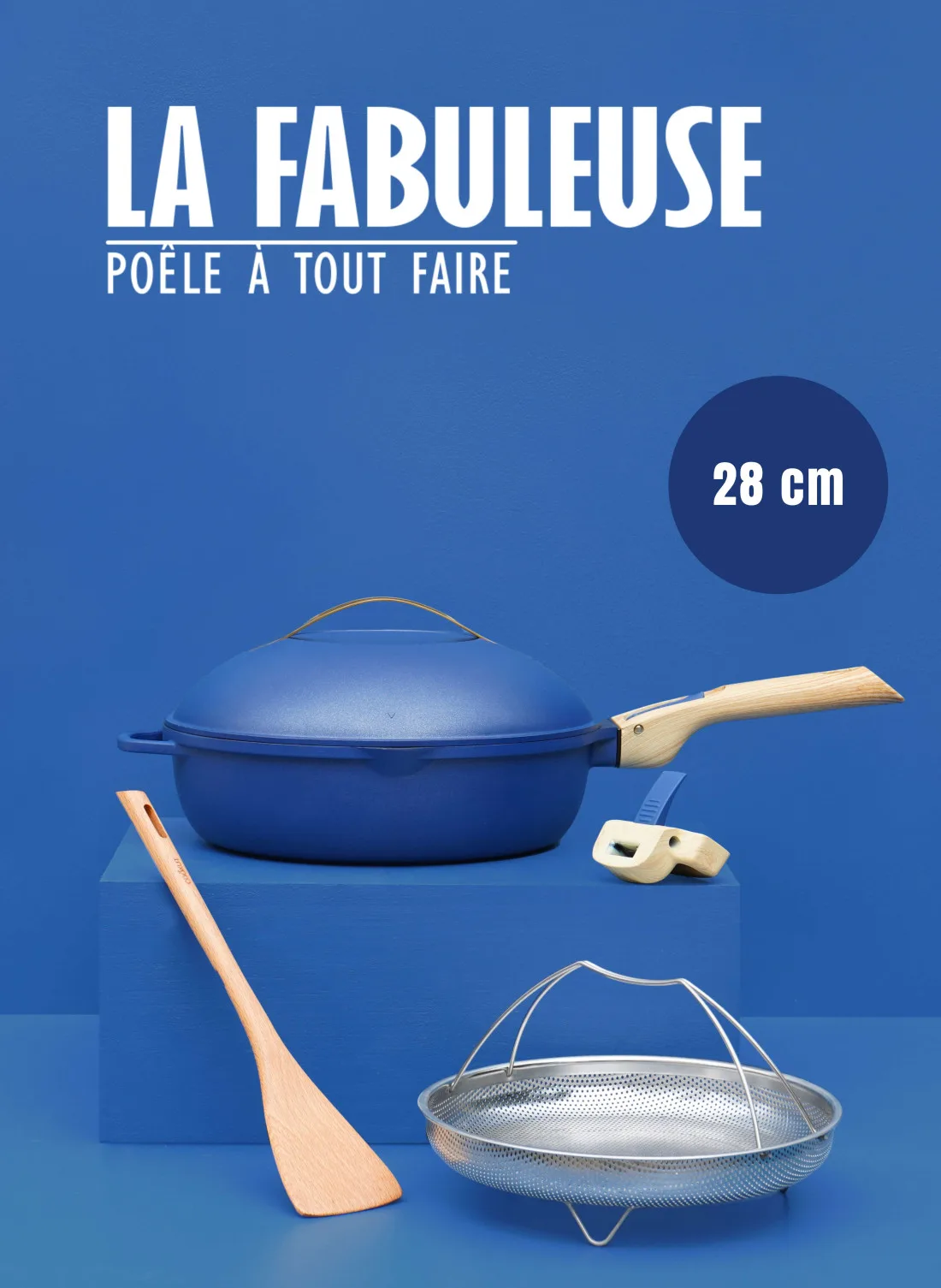 Fabuleuse Poêle Cookut 28 cm bleu saphir pour les grandes tablées