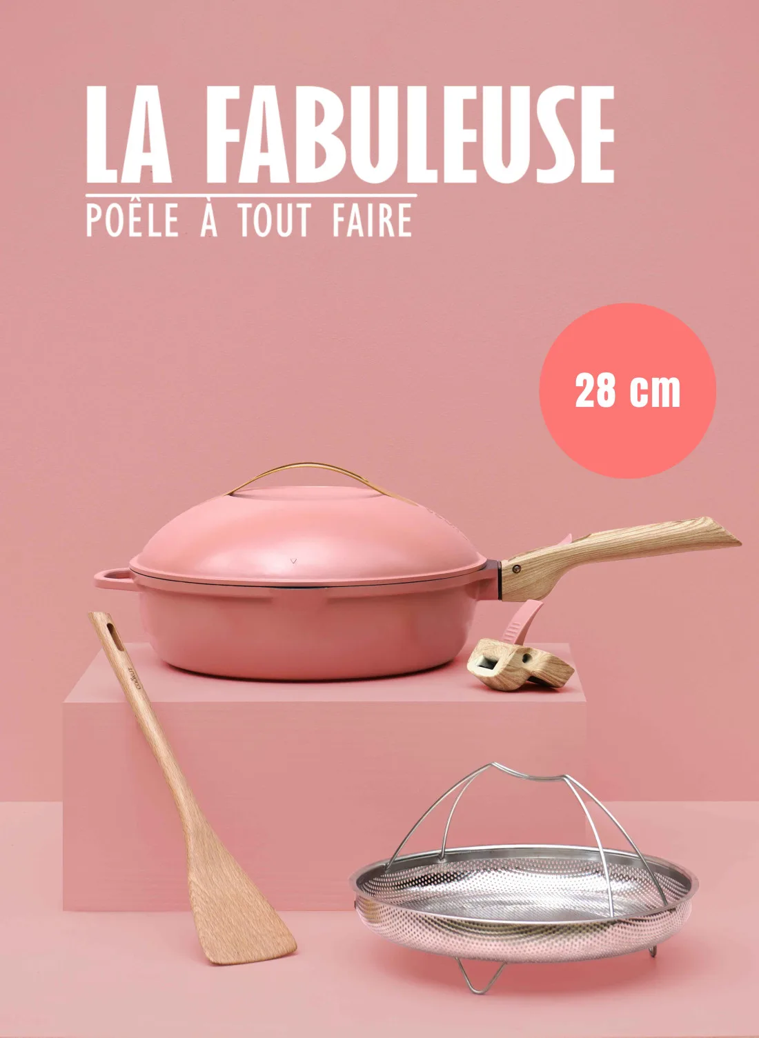 Fabuleuse Poele Cookut Rose Pivoine – 8-en-1, 24 & 28 cm – Image 2