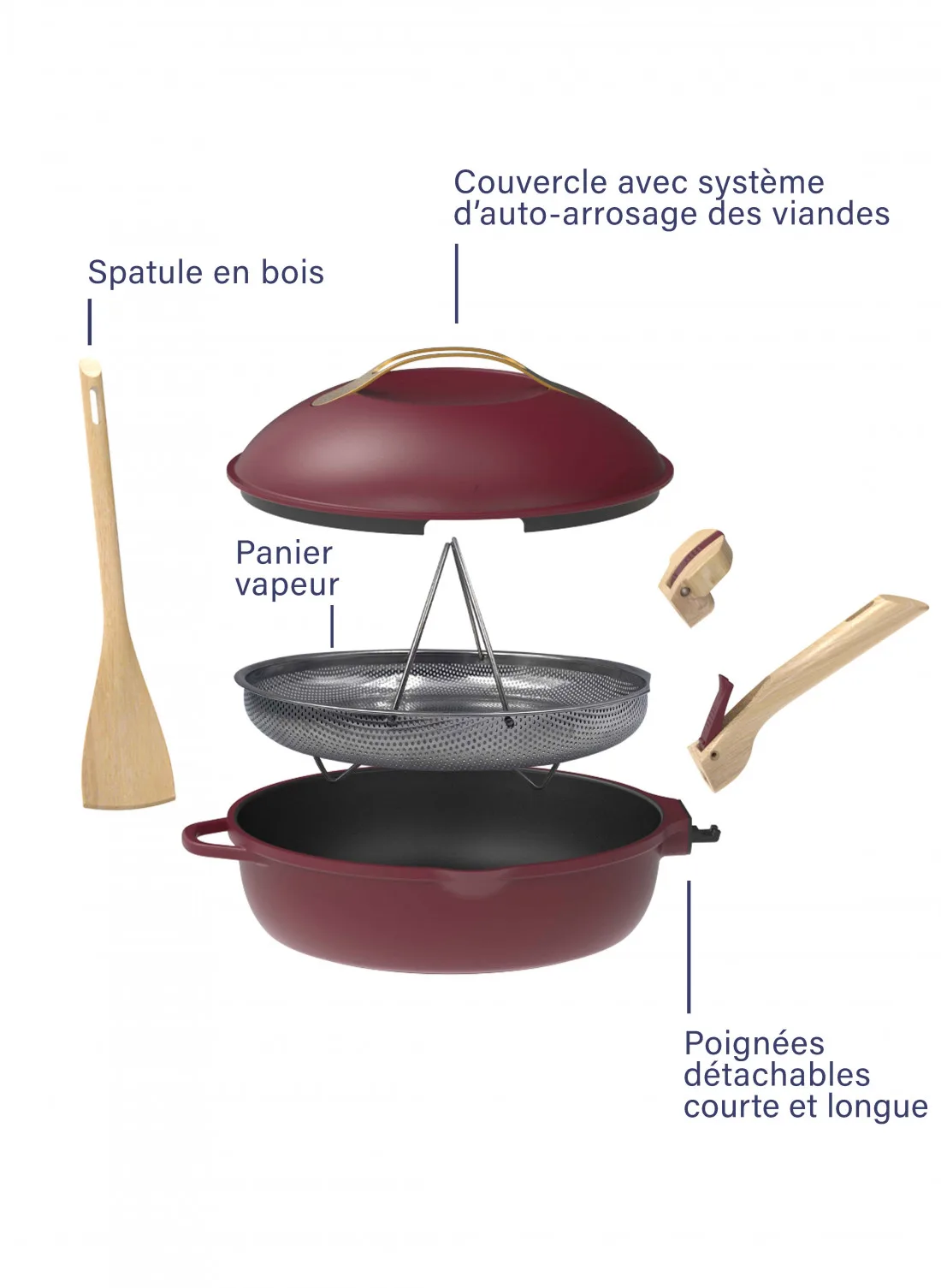 Fabuleuse Poele Cookut rouge rubis – 8-en-1, 24 & 28 cm – Image 3