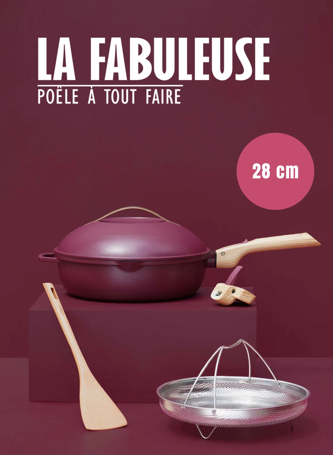 Fabuleuse Poele Cookut rouge rubis – 8-en-1, 24 & 28 cm – Image 2