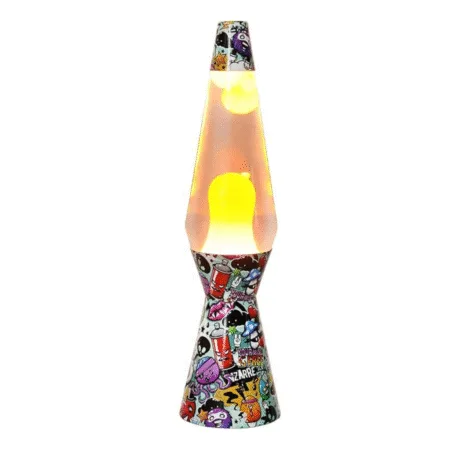 Lampe à lave classique Graffiti avec cire orange en mouvement