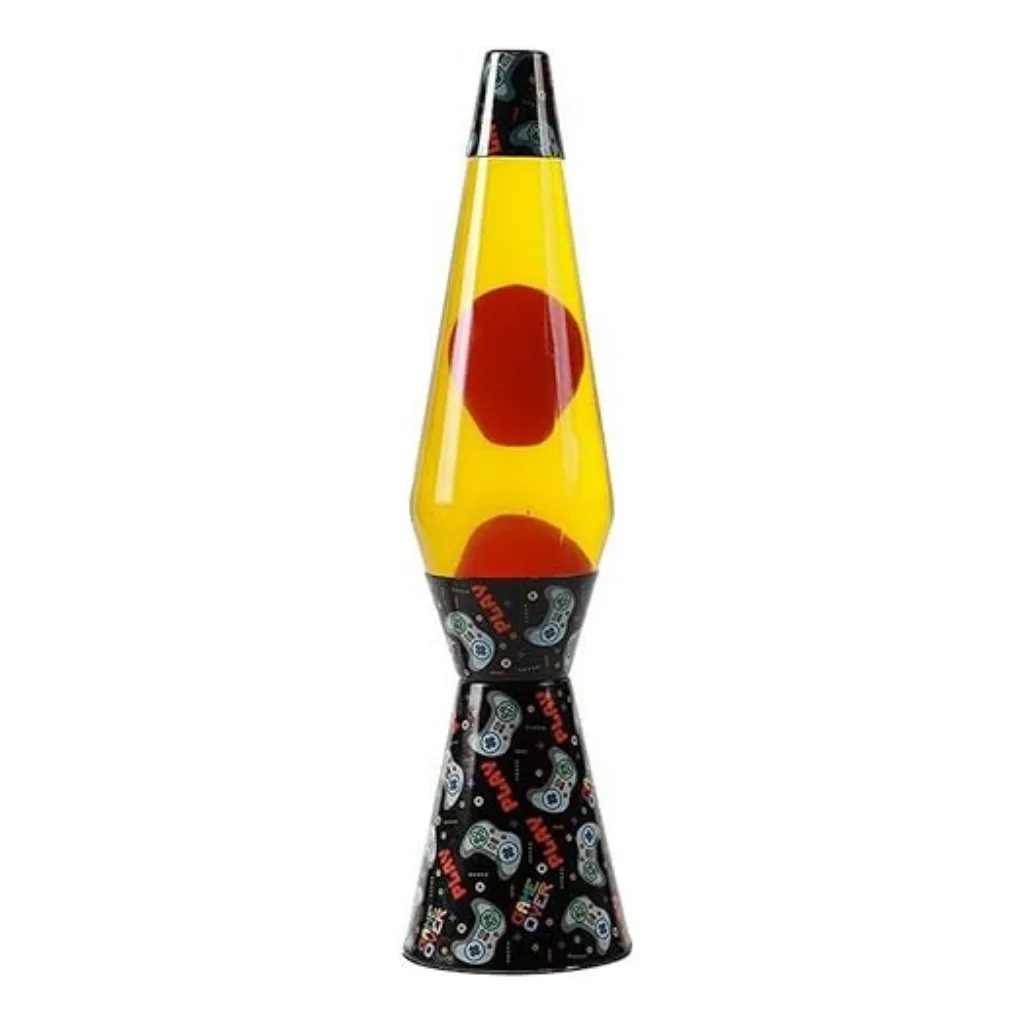 Lampe à lave modèle Let’s Play avec cire rouge et liquide jaune