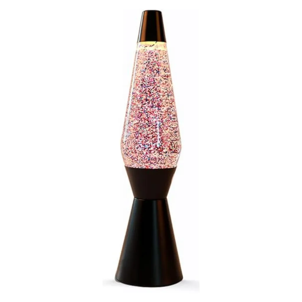 Lampe à paillettes avec socle et capuchon noir
