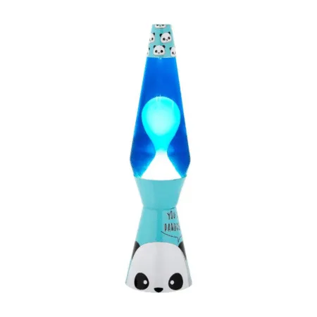Lampe à lave style panda avec cire bleu ciel et liquide bleu foncé