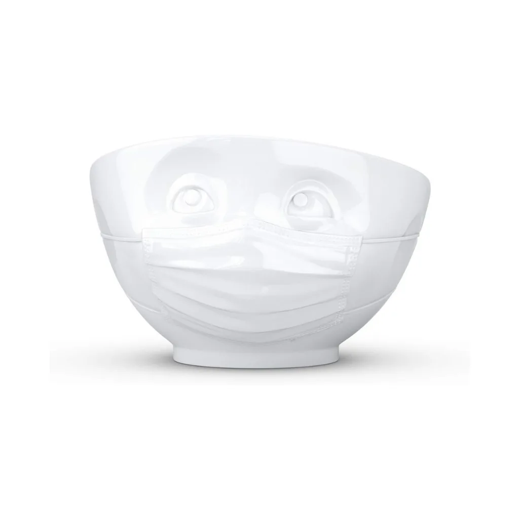 Bol "Confiant" portant un masque de protection sanitaire
