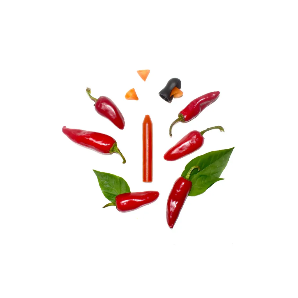 Crayon à tailler OCNI au piment d’Espelette 78g avec taille-crayon – condiment design et épicé made in France