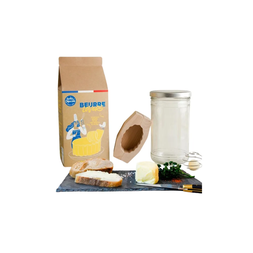 Kit complet de fabrication maison de beurre, coffret Beurre Lovers Radis et Capucine