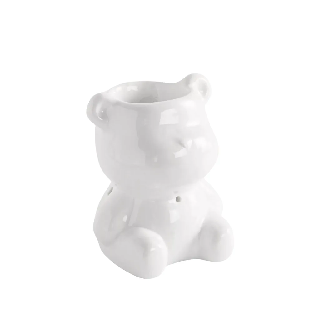 Brûle-parfum Teddy en forme d’ourson mignon, céramique douce finition brillante