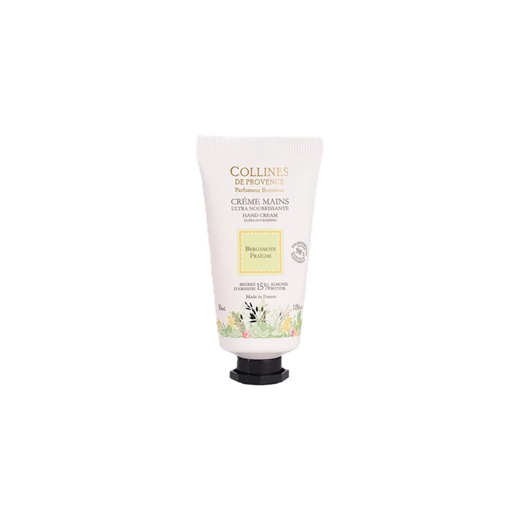 Tube de crème mains Colline de Provence 30ml senteur Bergamote Fraîche.