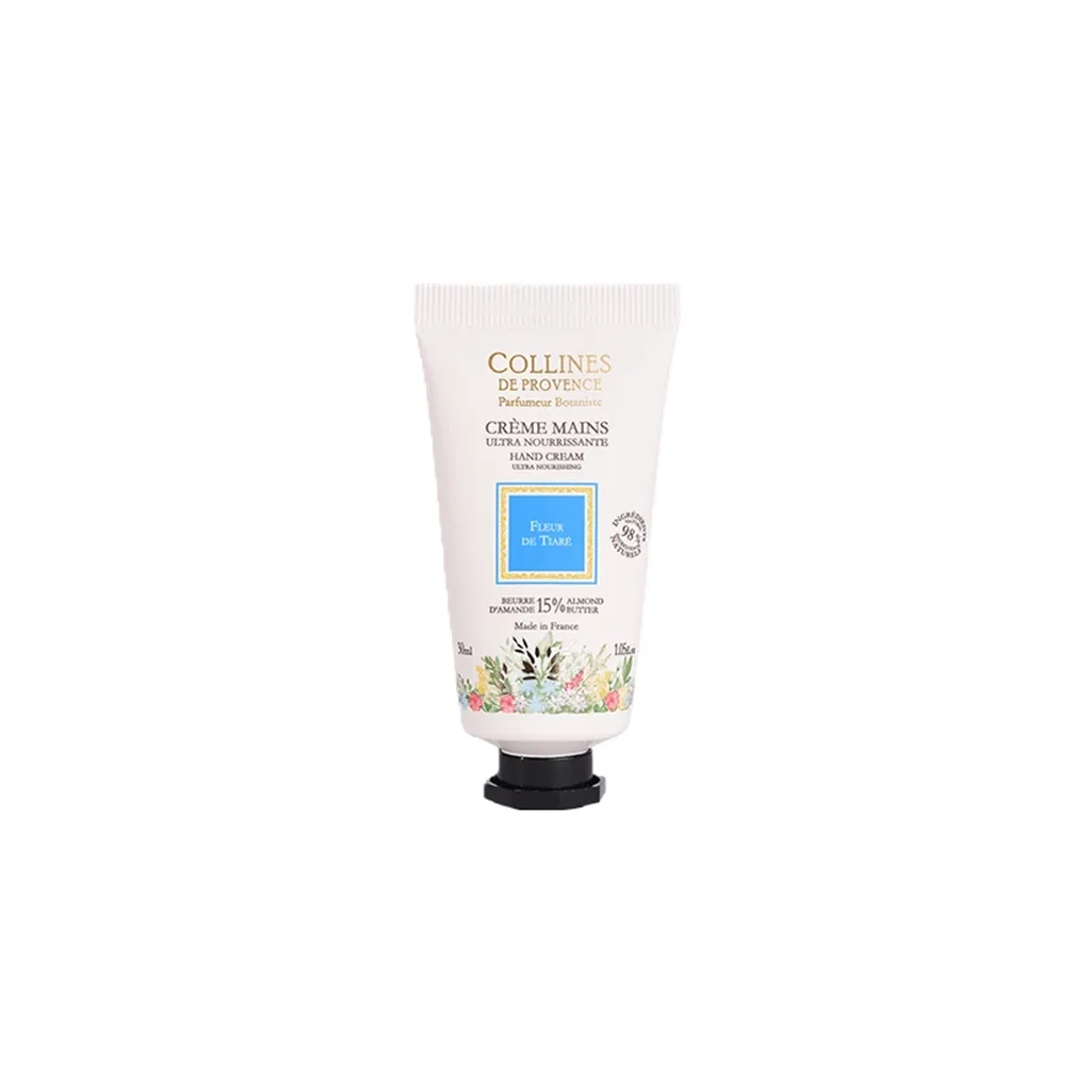 Crème main 30ml Fleur de Tiaré – soin hydratant et parfum délicat – Colline de Provence, idéal pour des mains nourries et parfumées
