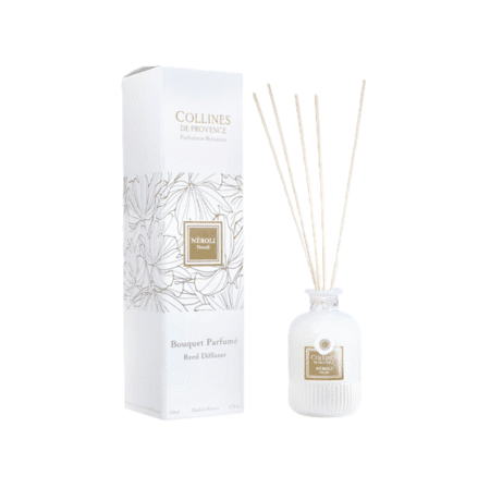 Diffuseur de parfum d’ambiance 200ml Néroli – Colline de Provence, flacon élégant au parfum solaire de fleur d’oranger, pour une atmosphère douce et raffinée.