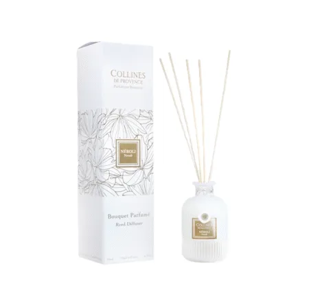 Diffuseur de parfum d’ambiance 200ml Néroli – Colline de Provence, flacon élégant au parfum solaire de fleur d’oranger, pour une atmosphère douce et raffinée.