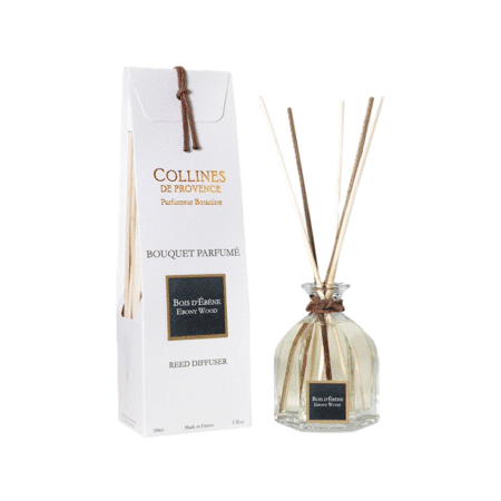 Diffuseur d’ambiance 100ml Colline de Provence Bois d’Ébène avec tiges en bois