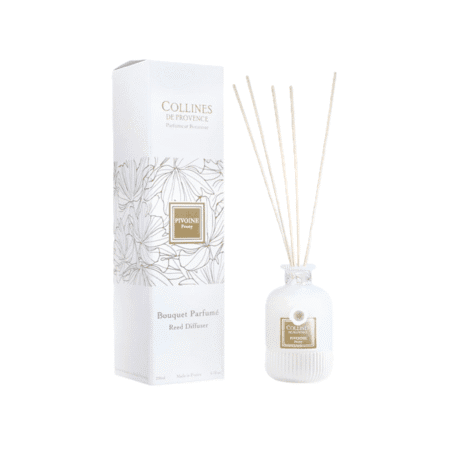 Diffuseur de parfum Pivoine 200ml – Colline de Provence, fragrance florale délicate en flacon élégant, pour une ambiance fraîche, féminine et raffinée.