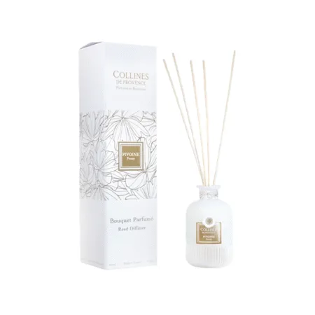 Diffuseur de parfum Pivoine 200ml – Colline de Provence, fragrance florale délicate en flacon élégant, pour une ambiance fraîche, féminine et raffinée.