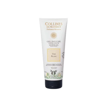 Gel douche Thé Blanc 200ml de Colline de Provence – flacon élégant aux notes fraîches et apaisantes, pour un moment de douceur sous la douche.