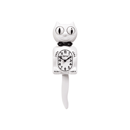 Horloge murale blanche Kit-Cat Klock avec yeux mobiles et queue articulée