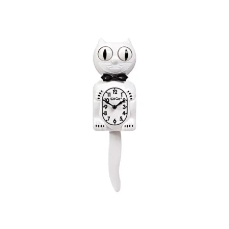 Horloge murale blanche Kit-Cat Klock avec yeux mobiles et queue articulée