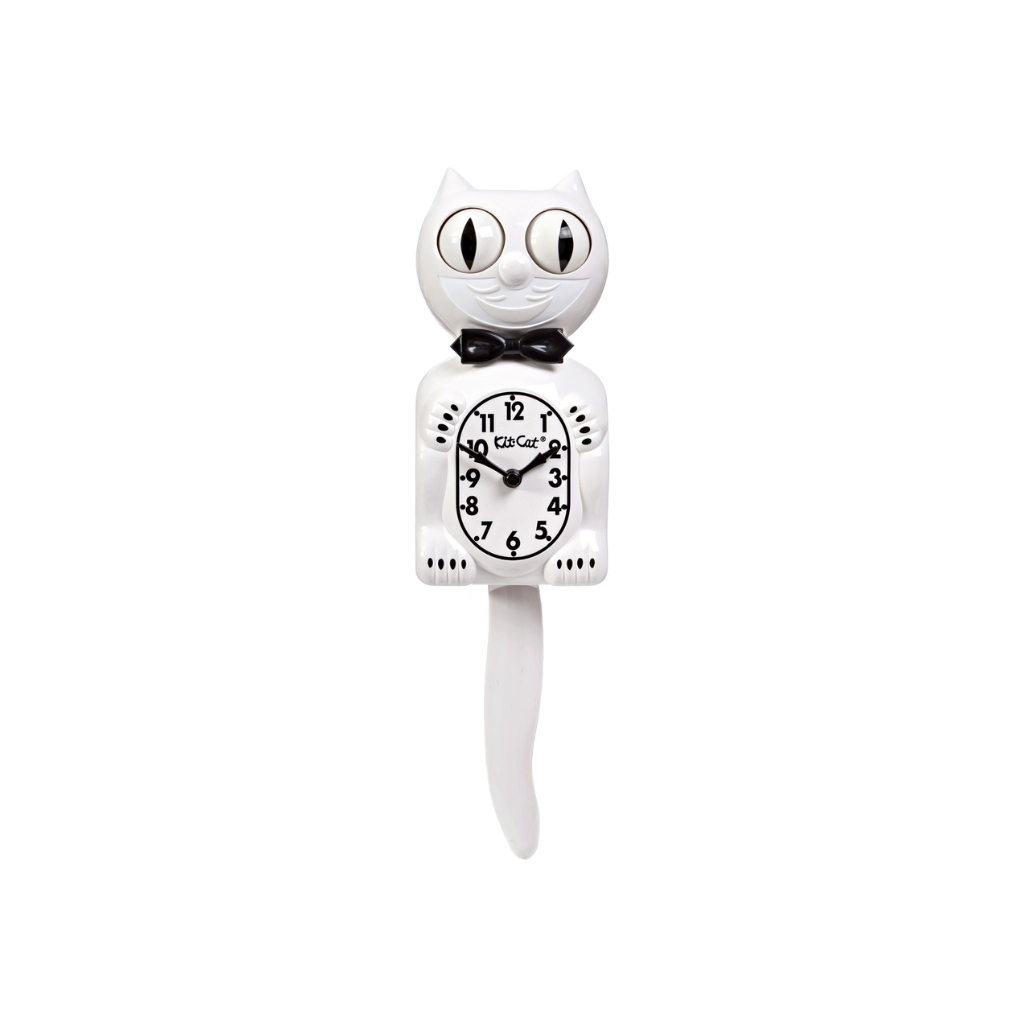 Horloge murale blanche Kit-Cat Klock avec yeux mobiles et queue articulée