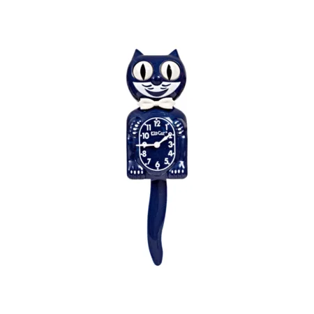 Horloge Kit-Cat Klock bleue avec yeux mobiles et queue articulée