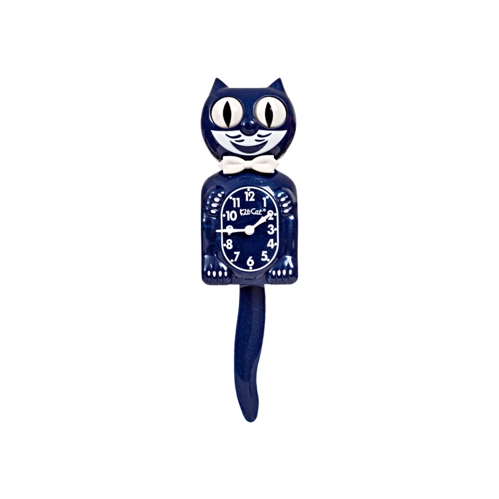 Horloge Kit-Cat Klock bleue avec yeux mobiles et queue articulée