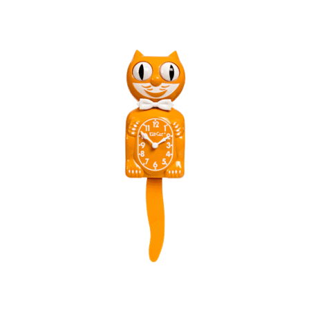 Horloge murale orange Kit-Cat Klock avec yeux mobiles et queue oscillante