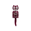 Horloge Kit-Cat Klock grand modèle couleur rubis brillant avec nœud papillon, design vintage et yeux animés