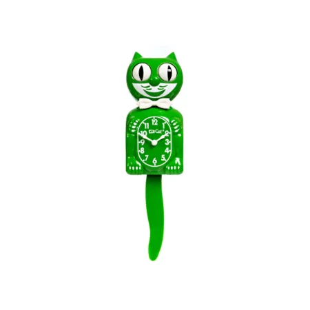 Horloge murale verte Kit-Cat Klock modèle classique avec yeux mobiles et queue oscillante