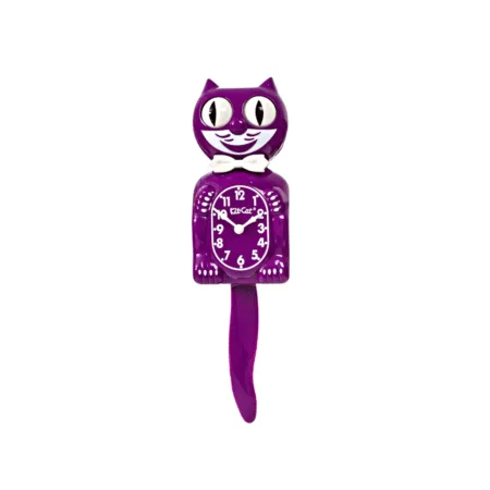 Horloge murale violette Kit-Cat Klock avec yeux et queue mobiles