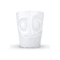 Mug en céramique avec anse affichant une expression gourmande et joyeuse.