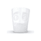 Mug avec anse affichant un visage suppliant et attendrissant.