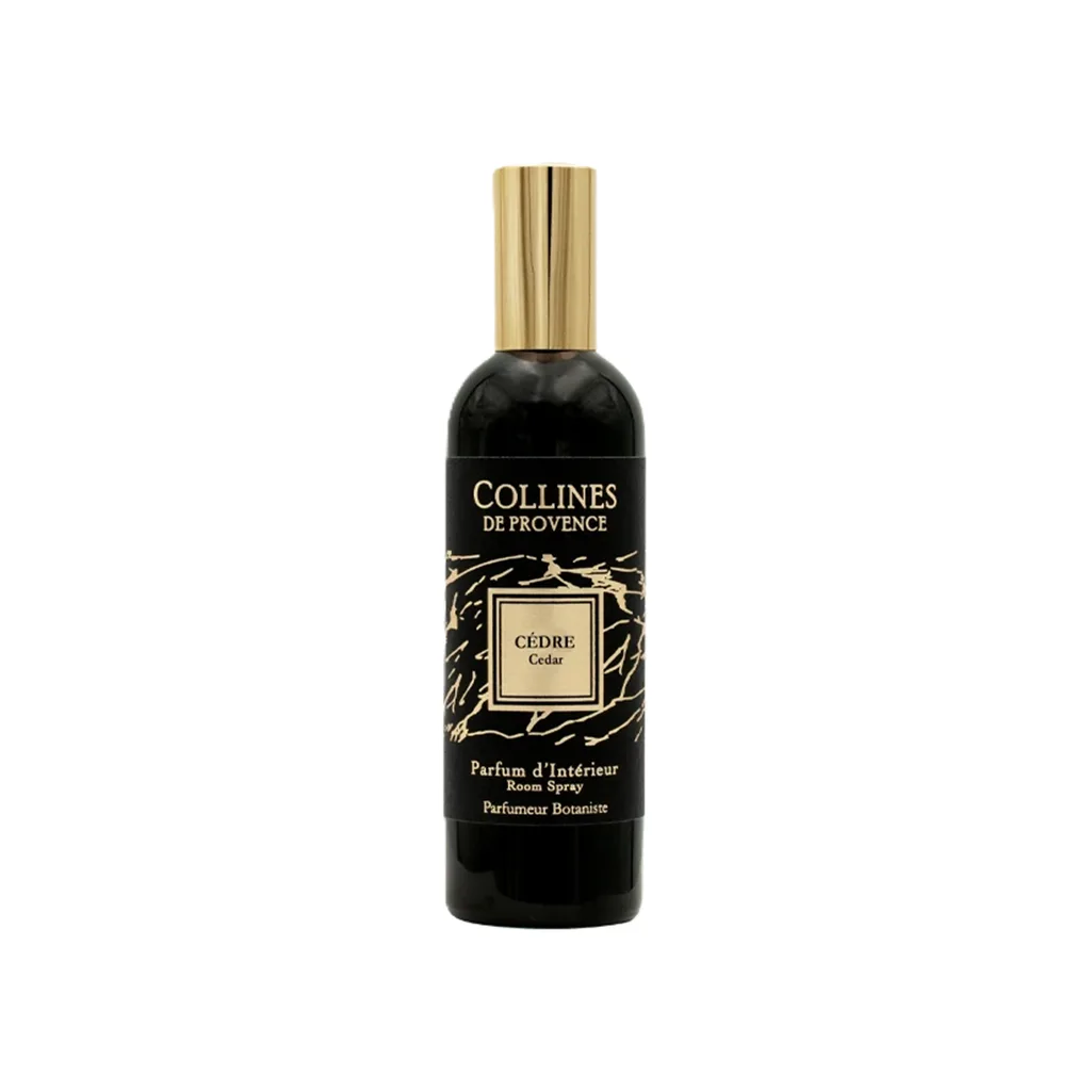 Flacon 100ml de parfum d'ambiance Colline de Provence Cèdre, collection Écorce.