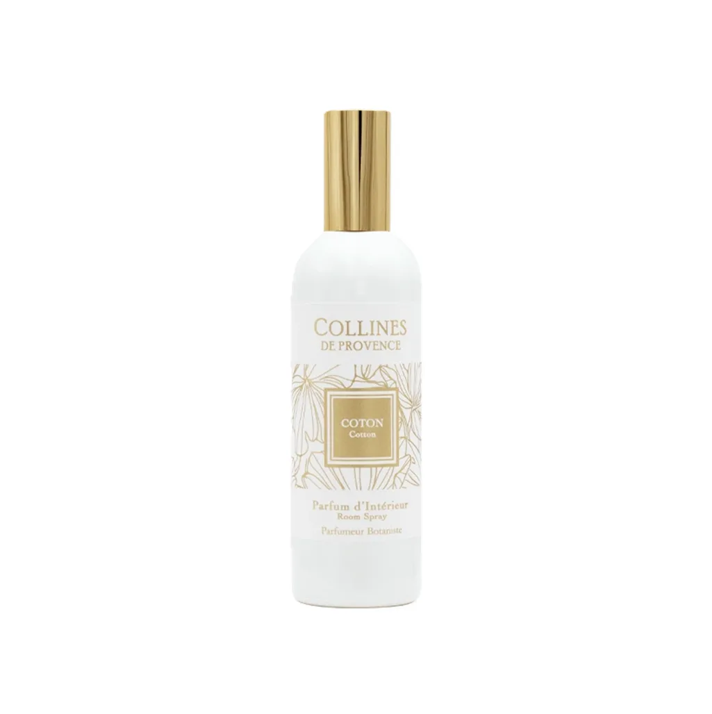 Flacon 100ml de parfum d’ambiance Colline de Provence, collection Fleur, senteur Coton.